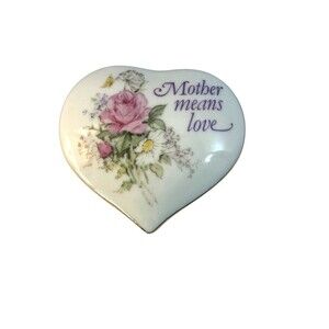 Mother Trinket Ring Box Pink Rose w Lid Japan Napcoware Vintage